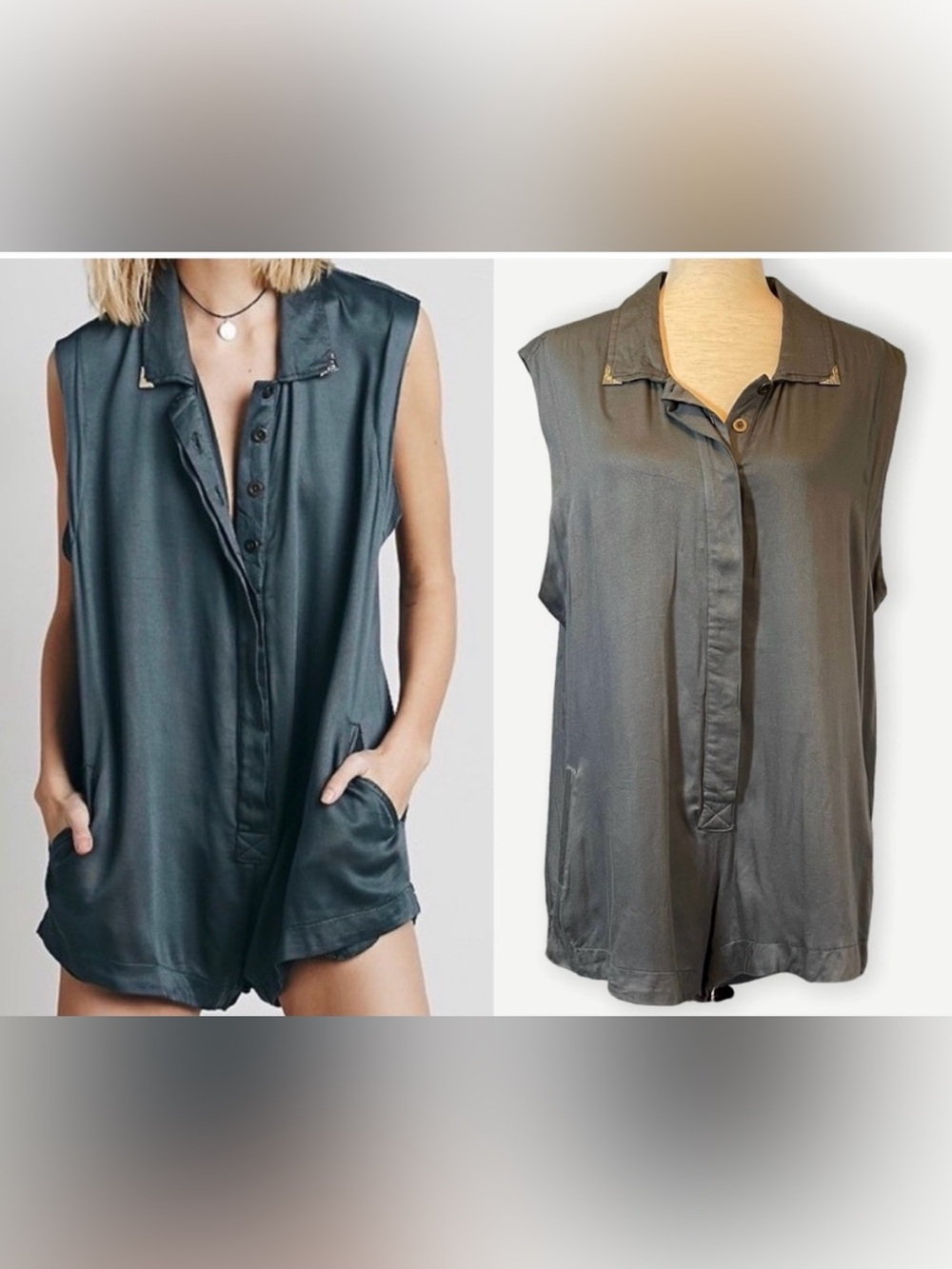 One Teaspoon Valentine Grey Jumpsuit Romper
